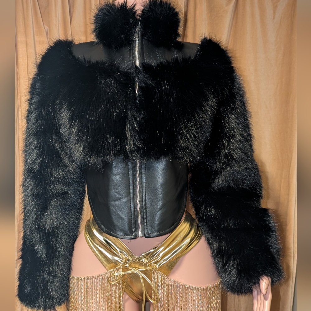 High Low Faux Fur Jacket